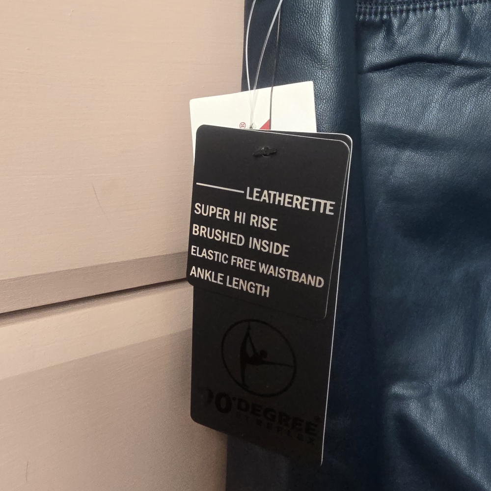 90 Degree By Reflex Leatherette Leggings - Dark Blue